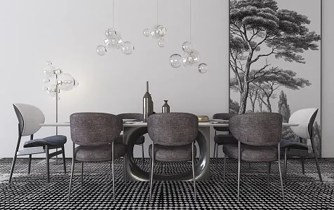Modern Dining Table and Chair Combination Dining Table and Chair 3d model