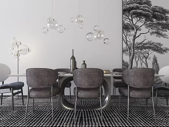 Modern Dining Table and Chair Combination Dining Table and Chair 3d model
