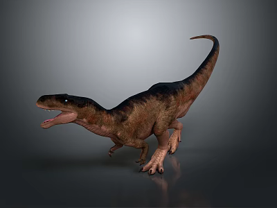 Realistic 3D Rendered Dinosaur Standing With Open Mouth And Grey Background 3d model