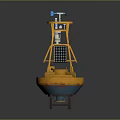 Solar Powered Marine Monitoring Buoy Equipment With Wooden Structure And Antenna