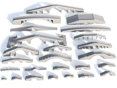 Different Types of Architectural Bridge Models With Various Designs and Structures 3d model