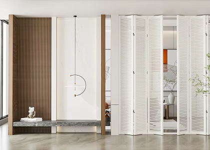 Modern folding door screen partition shutter folding door 3d model