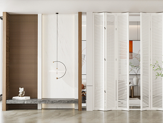 Modern folding door screen partition shutter folding door 3d model