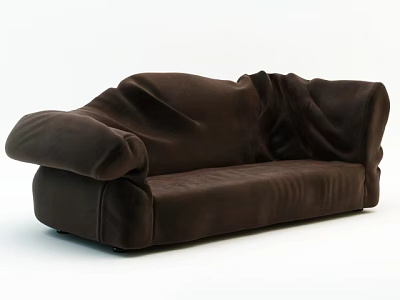 Brown Abstract Sofa With Unique Curved Design And Velvet Fabric For Modern Living Room 3d model