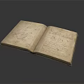 Open Vintage Book With Hand Drawn Illustrations And Written Text