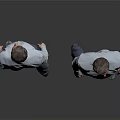 Man Wearing Light Blue Shirt And Blue Jeans Front And Back Views On Gray Background