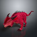Fierce Red Dragon Creature With Horns Spikes Sharp Teeth And Claws 3d model