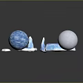 Wood Stone Textured Pieces In Blue White Tones With Different Shapes On Display Mats
