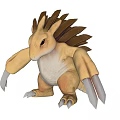 3D Modeled Cartoon Style Spiky Back Stuffed Toy With Yellow Body And Sharp Claws