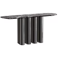 Sleek Modern Console Table With Marble Tabletop And Black Metal Cylindrical Legs