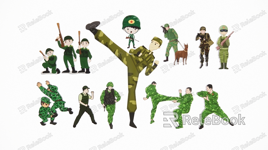 2D Camouflage Suit Soldier Warrior Silhouette model