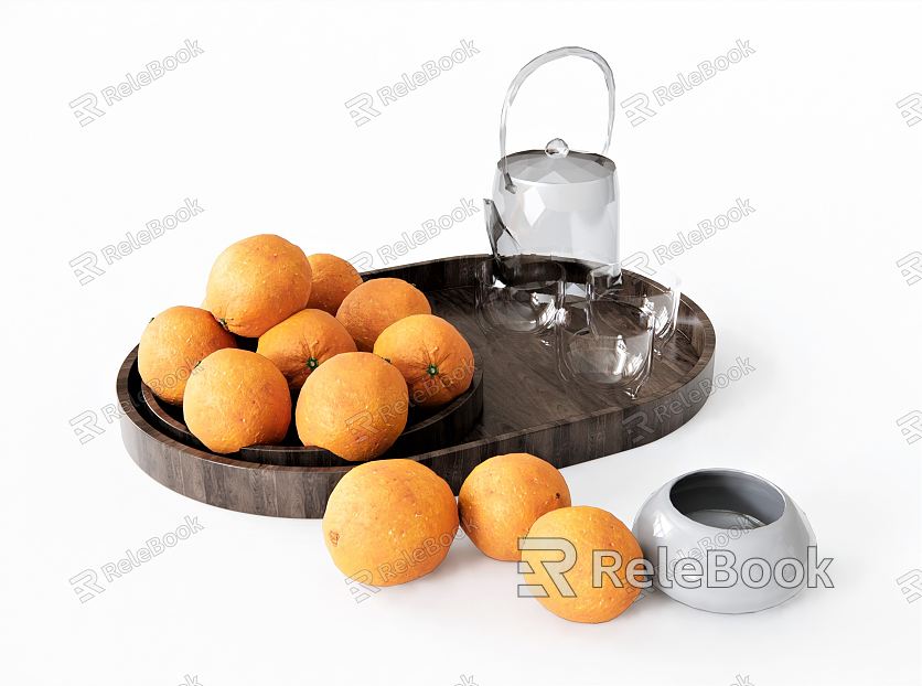 Modern Fruit Fruit Vegetable Orange Orange Plate Ornaments Tea Set Glass Tea Set model