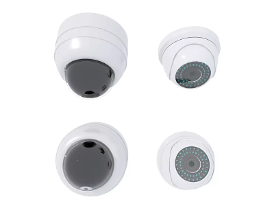 Projection Monitoring System Featuring White Dome Cameras With Night Vision Lenses 3d model