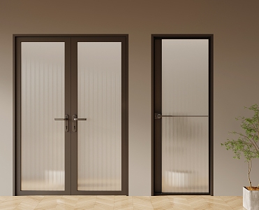 Glass single door glass double door 3d model