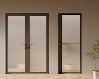 Glass single door glass double door 3d model