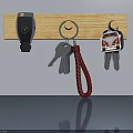 Wooden Swing Door With Wall Mounted Key Holder And Hanging Keys