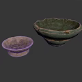Two Unique Handcrafted Ceramic Sculpted Bowls With Earthy Green And Brown Textures