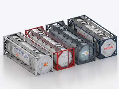 Heavy Duty Industrial Metal Storage Tanks With Multiple Colored Frame Structures And Reinforced Design 3d model