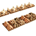 Different Types of Root Vegetables Like Potatoes and Ginger Arranged in Wooden Trays