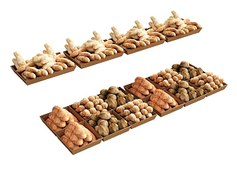 Modern Bread Food Beverage Bread Cake Snacks 3d model