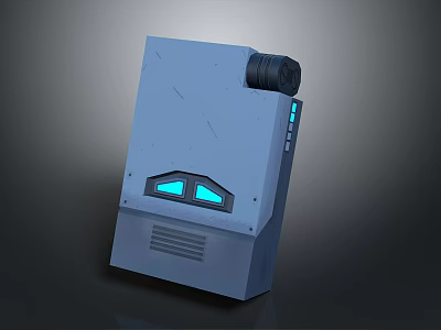 Compact Gray Household Electric Appliance With Blue Indicator Lights And Black Vent Design 3d model