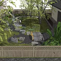 Serene Garden Path With Stepping Stones Stone Lantern Gravel Moss And Lush Foliage
