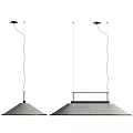Three Contemporary Pendant Lights With Gray Conical Fabric Shades For Home Interior