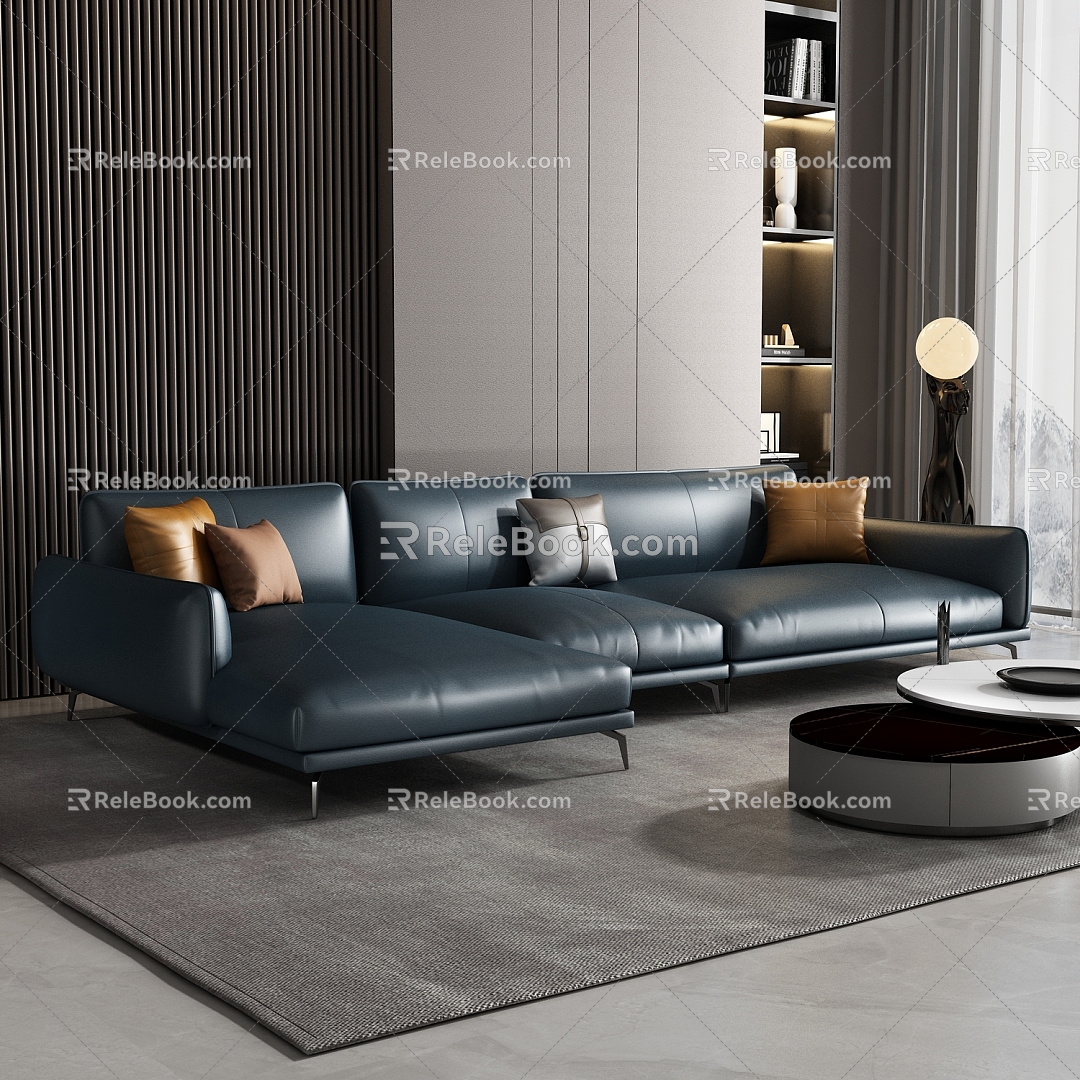 Blue Sofa Modern Corner Sofa 3d model