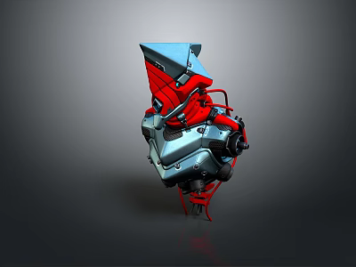 Game Movie Character With Mechanical Blue Red Armor And Intricate Metallic Structure 3d model
