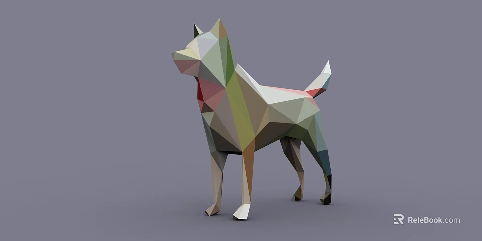 Colorful Low Poly Reptile Sculpture With Geometric Shapes And Vibrant Hues 3d model 