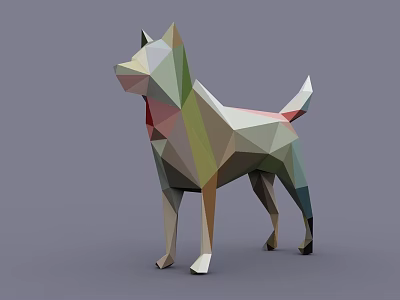 Colorful Low Poly Reptile Sculpture With Geometric Shapes And Vibrant Hues 3d model