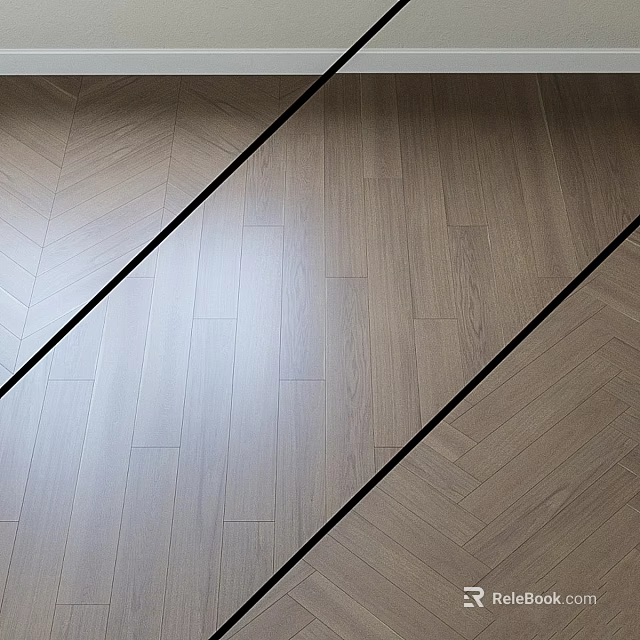 Wooden Floor Components Featuring Herringbone Pattern Straight Planks And Black Dividing Strips 3d model
