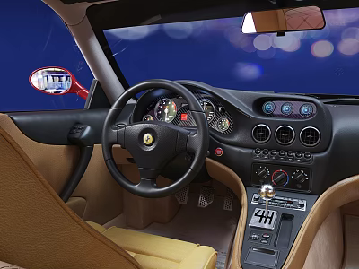 Car Interior With Steering Wheel Dashboard And Gear Shift Lever 3d model