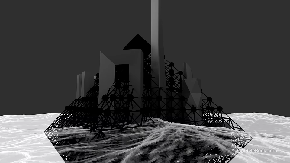 Modern Urban Building Complex With Geometric Shapes And Metal Framework Design 3d model 