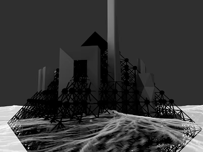 Modern Urban Building Complex With Geometric Shapes And Metal Framework Design 3d model
