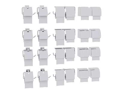 White Wall Mounted Electrical Switches and Sockets Various Types and Designs 3d model