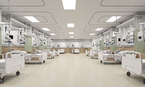 Hospital ICU Hall ICU Bed Medical Equipment 3d model