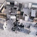 Modern Public Office Space With Open Layout Partitions Workstations And Storage Cabinets