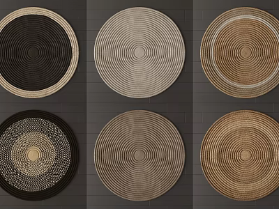 Round Rugs in Various Colors with Textured Circular Patterns Modern Woven Design 3d model
