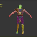 Man With White Hair Blue Outfit Orange Shoulder Mechanical Arm Black Pants Yellow Boots