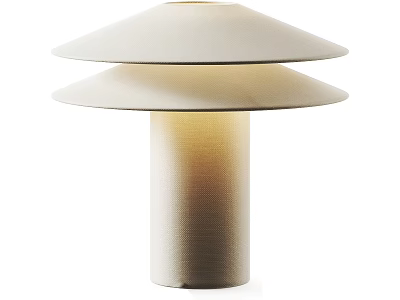 Modern Minimalist Table Lamp With Two Layered Beige Lampshade And Cylindrical Base 3d model