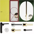 Modern Hinged Doors Featuring Vibrant Colors Mesh Panels and Various Door Handles