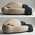 Beige Lazy Sofa With Yellow Pillow And Dark Green Blanket For Cozy Home Decor