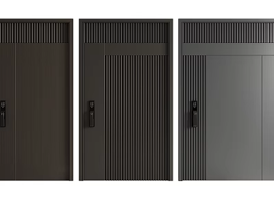Modern Dark Security Doors With Three Different Stylish Design Patterns 3d model