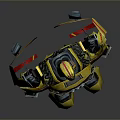 Robot Character As Mechanical Creature With Yellow Blue Armor Detailed Design And Standing Pose