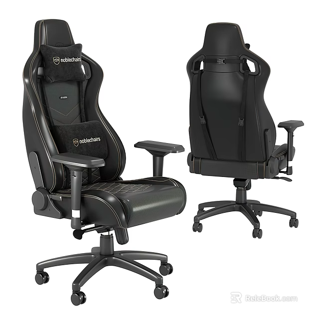 Ergonomic Black Leather Office Chair With Adjustable Headrest Armrest And Lumbar Support 3d model 