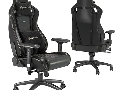 Ergonomic Black Leather Office Chair With Adjustable Headrest Armrest And Lumbar Support 3d model