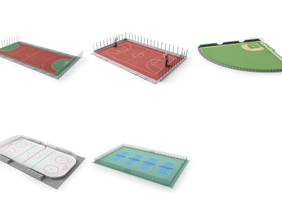 football field basketball field hockey field baseball field badminton court 3d model