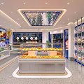 Bright Modern Pastry Shop Interior With Various Desserts And Display Cabinets