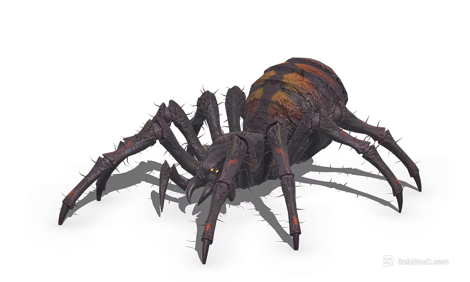 3D Rendered Reptile With Spiky Legs And Brown Orange Striped Body 3d model 